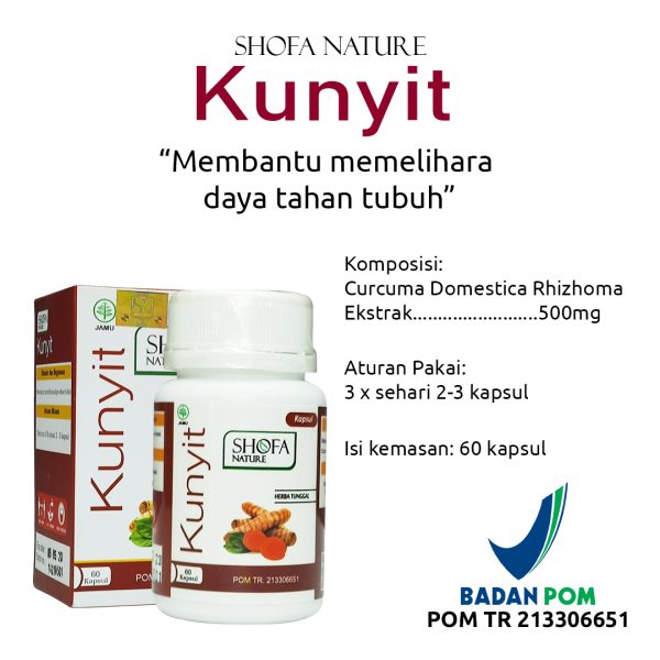 Kapsul Herbal Kunyit Shofa Nature 60 kpsl Herbal Masalah Pencernaan - Gambar 2